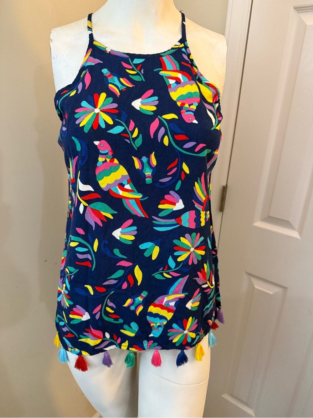 Escapada Living Navy Tank Top with Bright Multicolor Floral Print